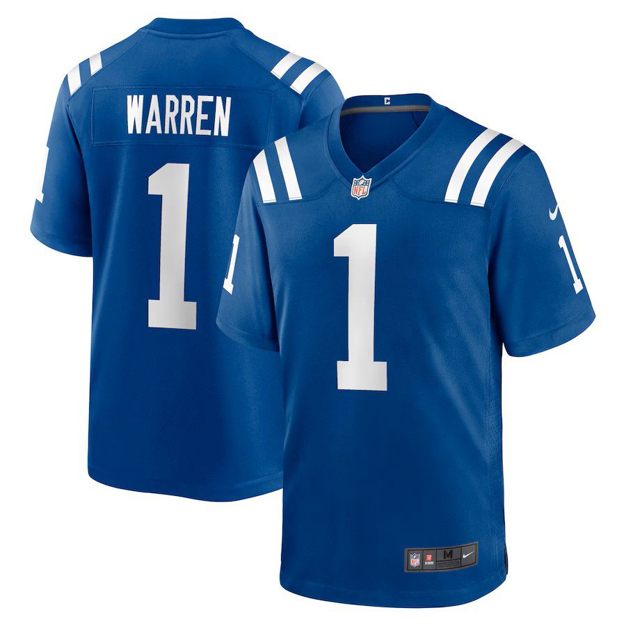 Men Indianapolis Colts #1 Tyler Warren Nike Royal 2025 NFL Draft First Round Pick Game Jersey-0